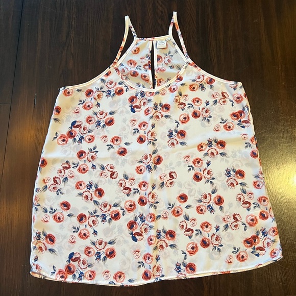 Paper Crane Off-White with Rust/Peach/Blue Floral Print Cami Top - Picture 5 of 12